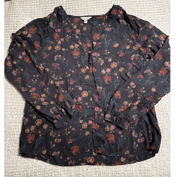 Lucky Brand Tops - Lucky Brand Floral Button Front Blouse M Long Sleeve Boho Cottagecore Romantic